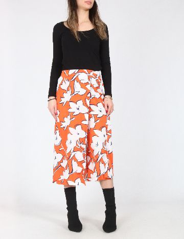 Fusta pantalon Zara, portocaliu/alb