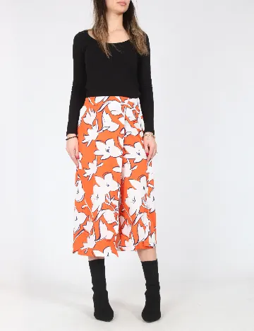 Fusta pantalon Zara, portocaliu/alb