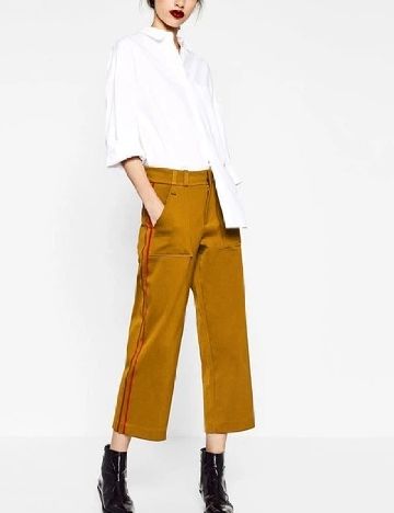 Pantaloni trei sferturi Zara, mustar