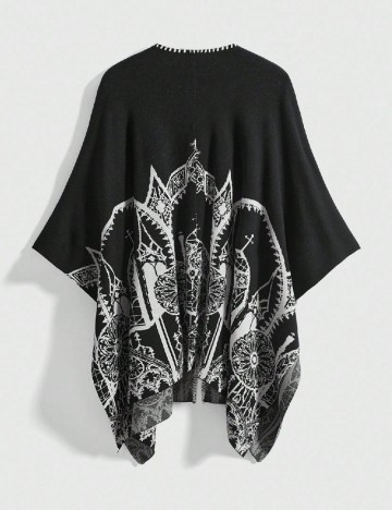 Poncho Romwe Plus Size, negru