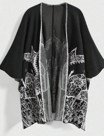 Poncho Romwe Plus Size, negru