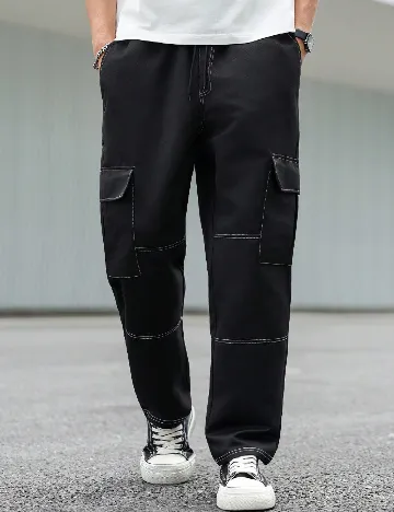 Pantaloni SHEIN Plus Size Men, negru