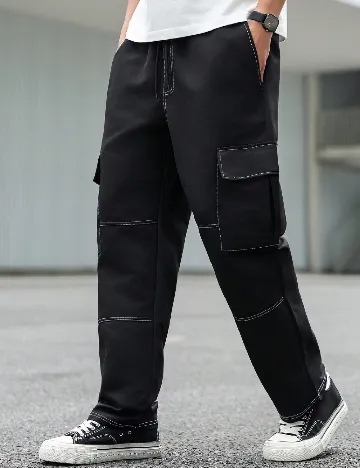 Pantaloni SHEIN Plus Size Men, negru