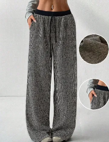 Pantaloni SHEIN, alb/negru