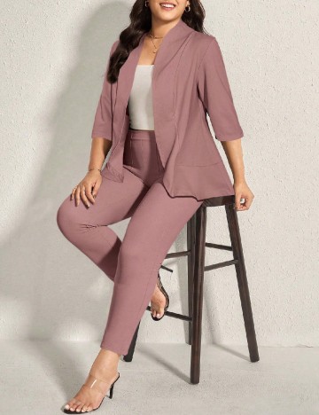 Compleu SHEIN CURVE, roz pudra inchis