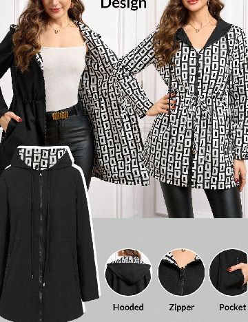 Jacheta reversibila SHEIN, alb/negru