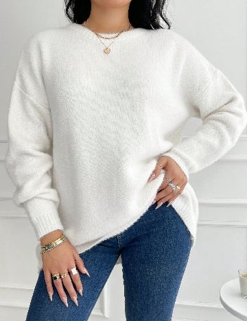 Pulover SHEIN CURVE, alb