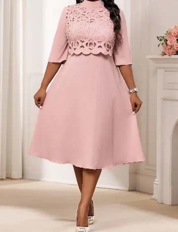 Rochie medie SHEIN CURVE, roz pudra