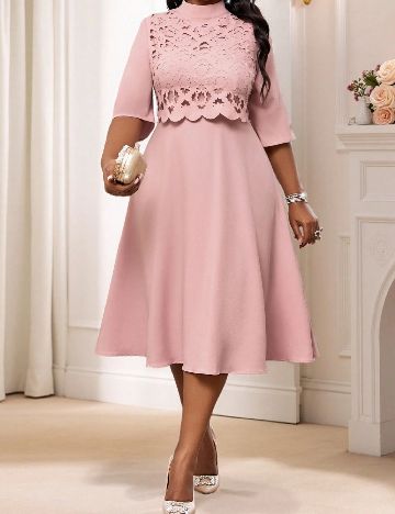 Rochie medie SHEIN CURVE, roz pudra