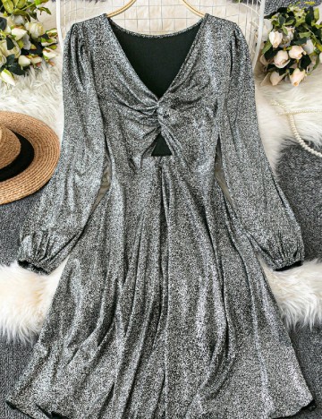 Rochie scurta SHEIN CURVE, argintiu
