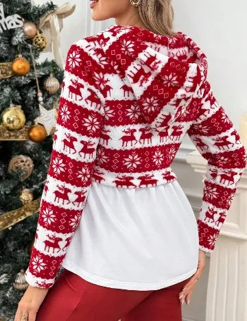 Hanorac SHEIN Maternity, alb/rosu