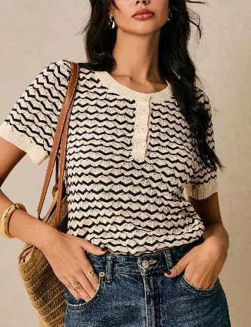 Bluza SHEIN, bej/negru