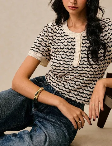 Bluza SHEIN, bej/negru