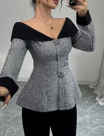 Sacou SHEIN, gri/negru