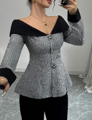 Sacou SHEIN, gri/negru