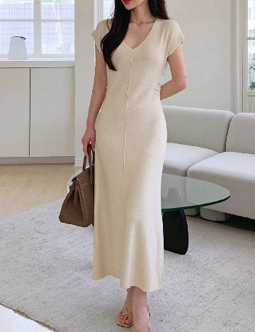 Rochie medie Dazy, crem