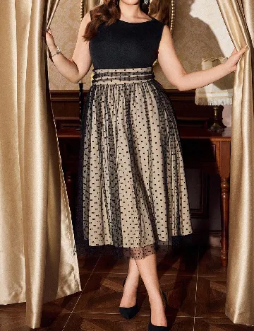 Rochie medie SHEIN CURVE, negru/crem