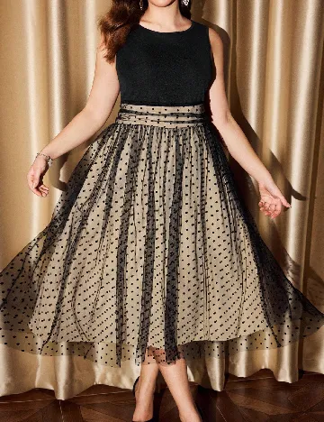 Rochie medie SHEIN CURVE, negru/crem