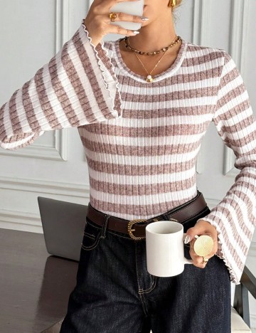 Bluza SHEIN, alb/maro