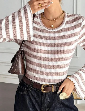 Bluza SHEIN, alb/maro