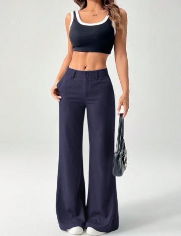 Pantaloni SHEIN CURVE, bleumarin