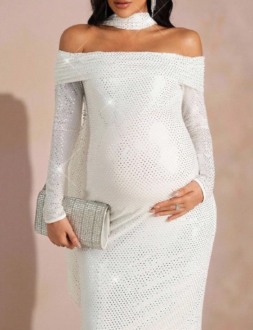 Rochie lunga SHEIN Maternity, alb