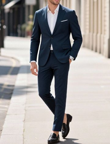 Costum SHEIN Plus Size Men, bleumarin