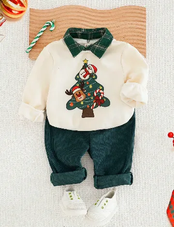 Compleu Shein Kids, alb/verde