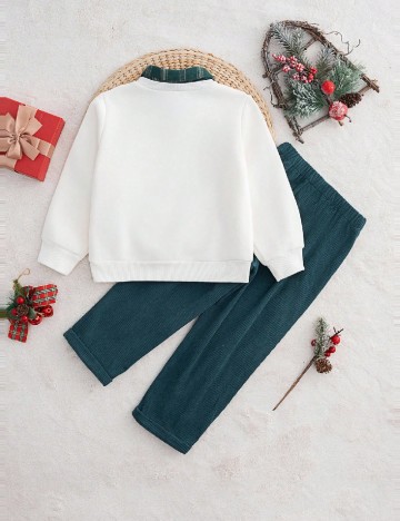 Compleu Shein Kids, alb/verde