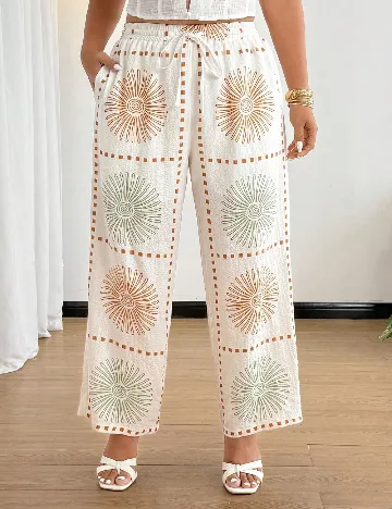 Pantaloni SHEIN CURVE, alb