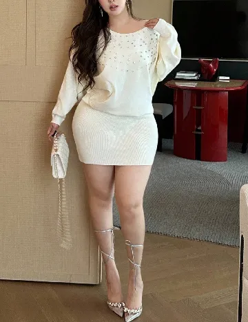 Rochie scurta SHEIN CURVE, crem