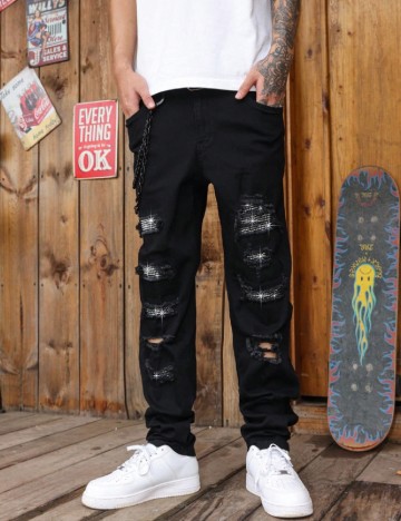 Blugi SHEIN Plus Size Men, negru