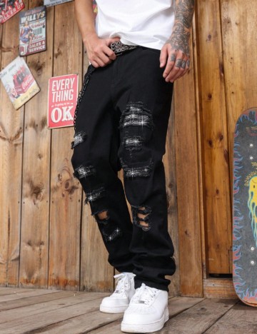 Blugi SHEIN Plus Size Men, negru