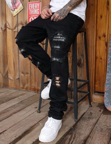 Blugi SHEIN Plus Size Men, negru