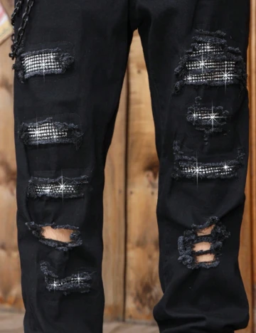 Blugi SHEIN Plus Size Men, negru