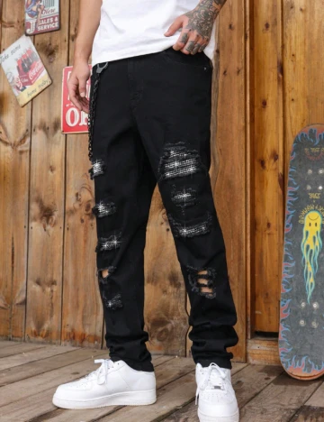 Blugi SHEIN Plus Size Men, negru