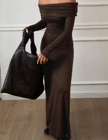 Rochie lunga Dazy, maro