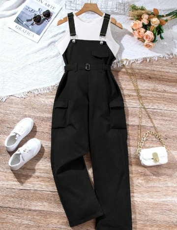 Salopeta Shein Kids, negru