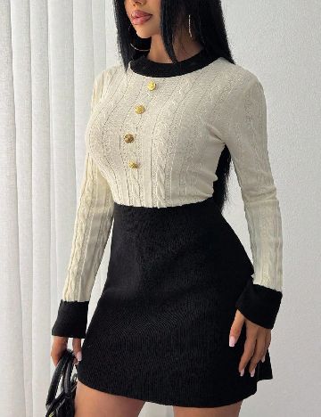 Rochie scurta SHEIN, negru/alb