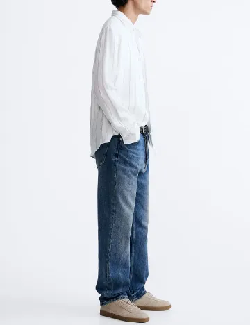 Camasa Zara, alb/gri