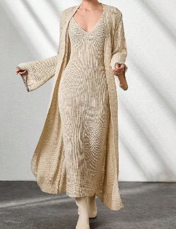 Set rochie si vesta SHEIN, crem