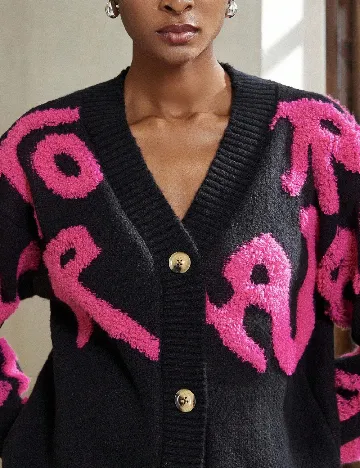 Cardigan Aveloria, negru/roz