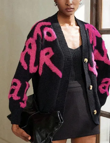 Cardigan Aveloria, negru/roz