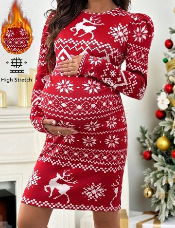 Rochie scurta SHEIN Maternity, rosu/alb