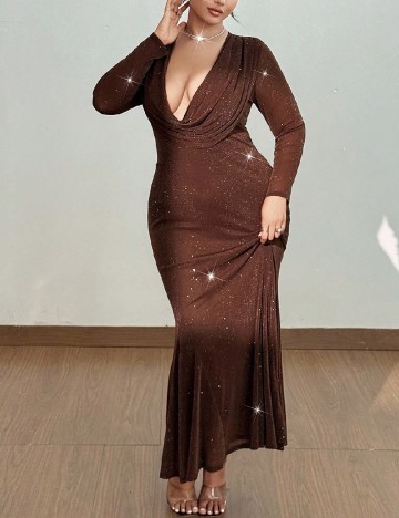 Rochie lunga SHEIN CURVE, maro