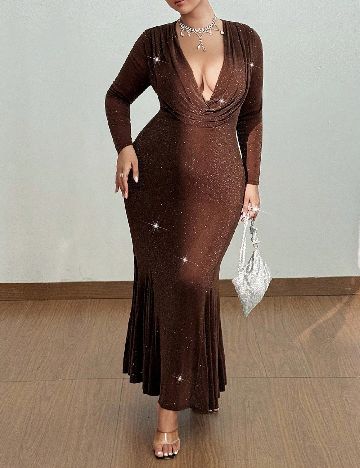 Rochie lunga SHEIN CURVE, maro