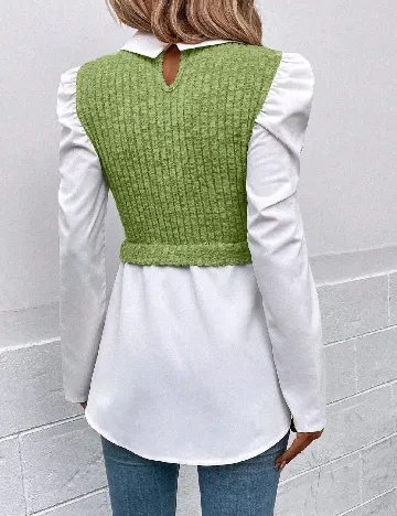 Bluza SHEIN, alb/verde