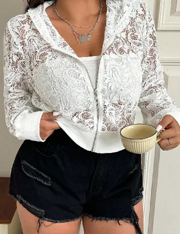 Hanorac SHEIN CURVE, alb