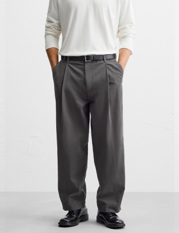 Pantaloni Zara, gri petrol