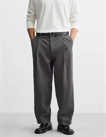 Pantaloni Zara, gri petrol